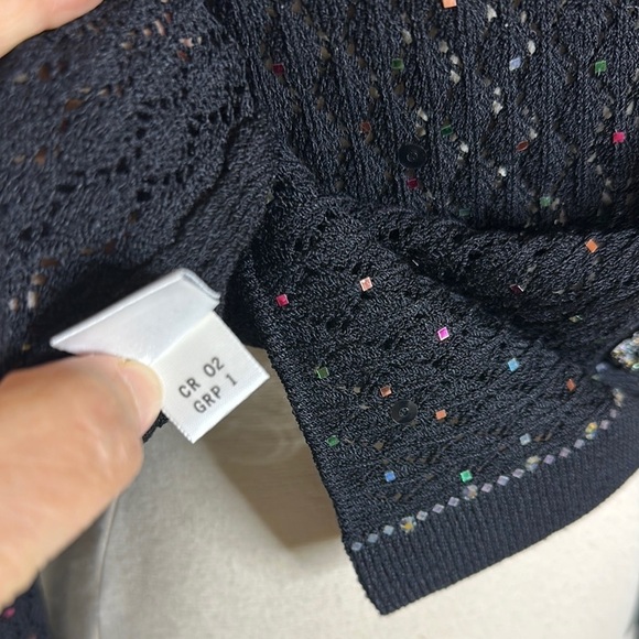 St. John Evening Black Beaded Cardigan Knit Sweater Jacket Sz4 - Picture 12 of 14